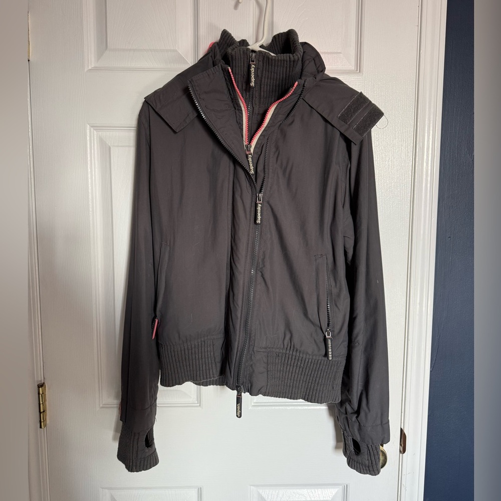 Superdry Windbomber Jacket in Grey and Pink